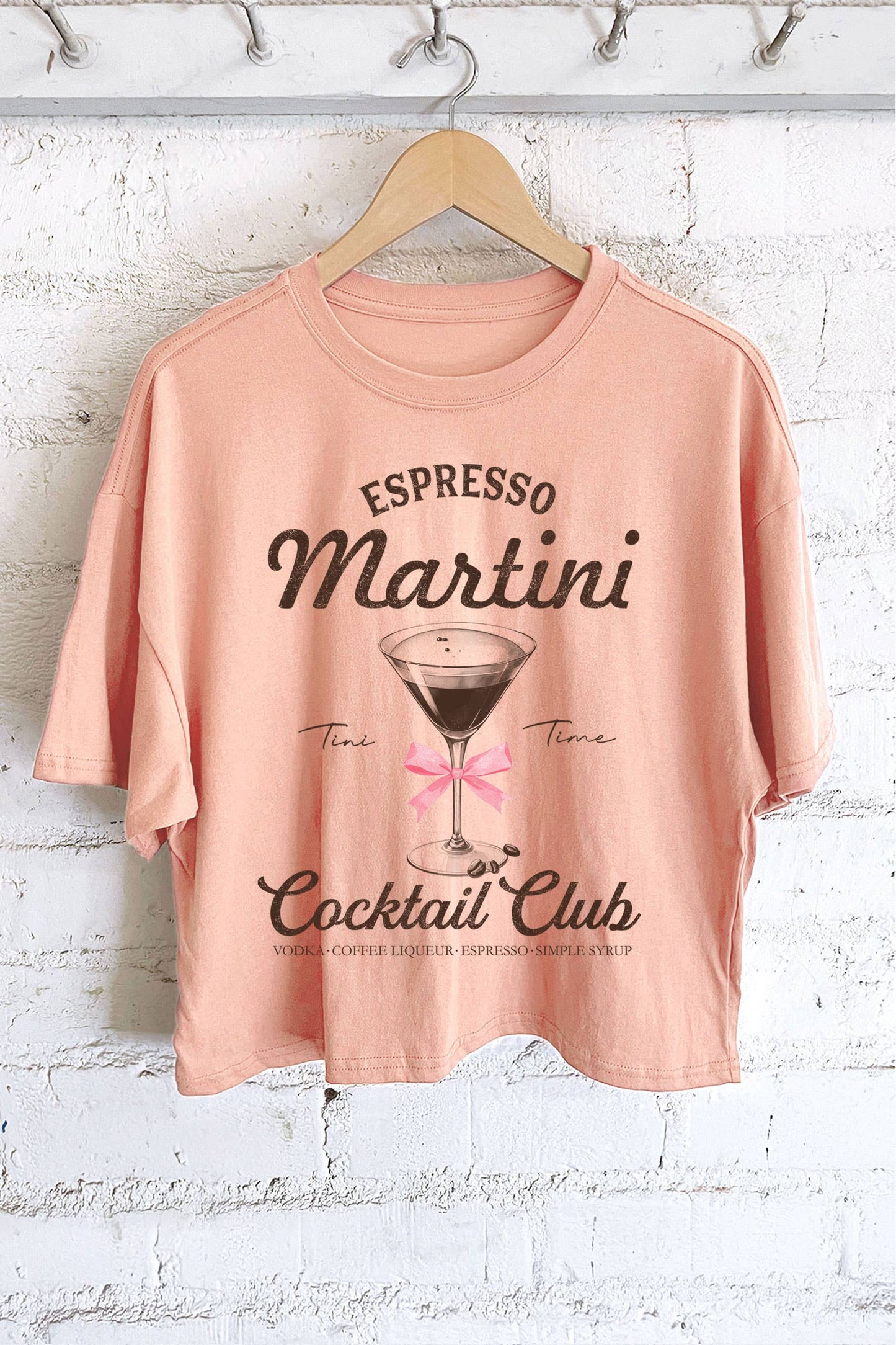 ESPRESSO MARTINI RIBBON GRAPHIC LONG CROP TOP