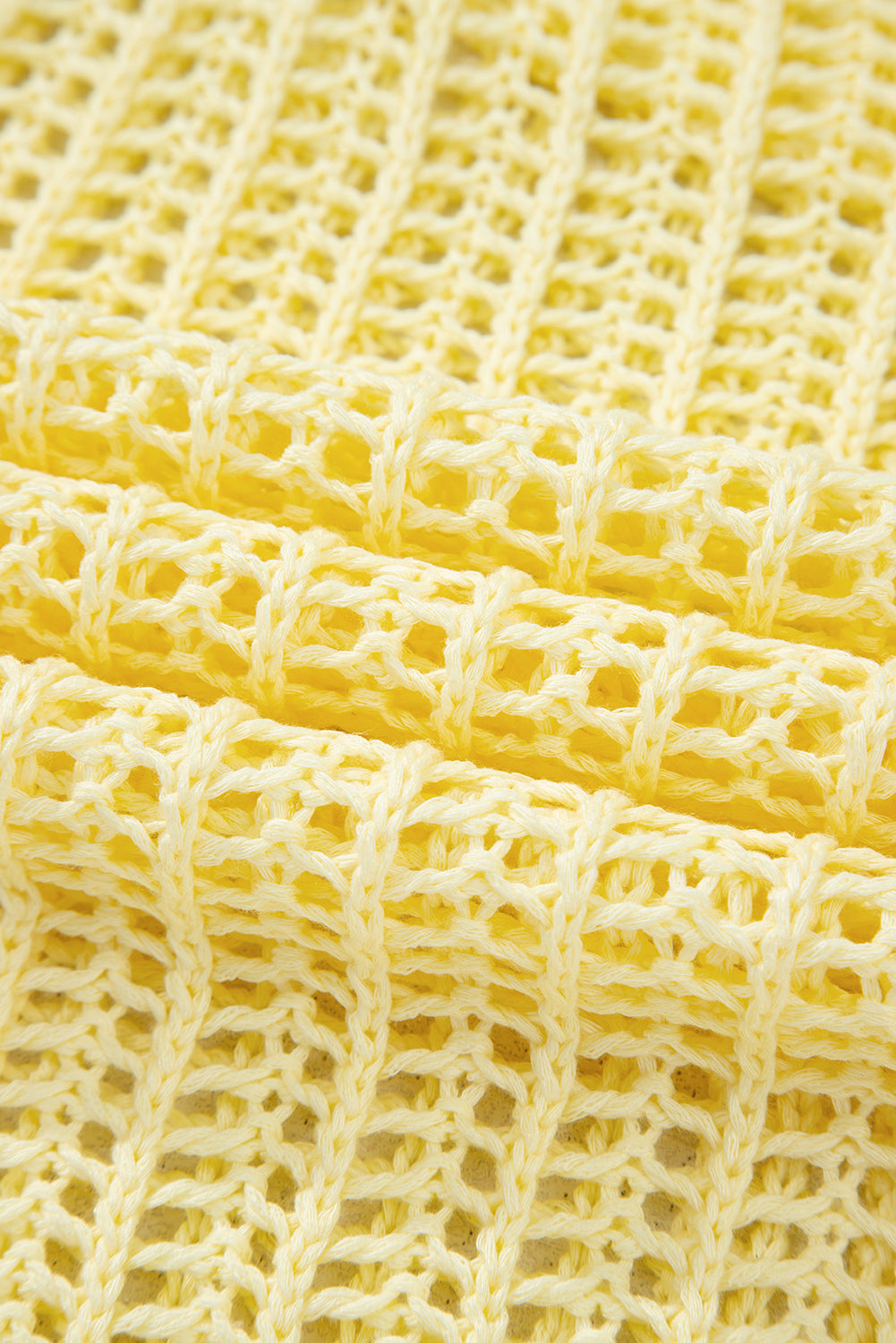 Yellow Cream Side Tie Hollow-out Crochet Knit Top