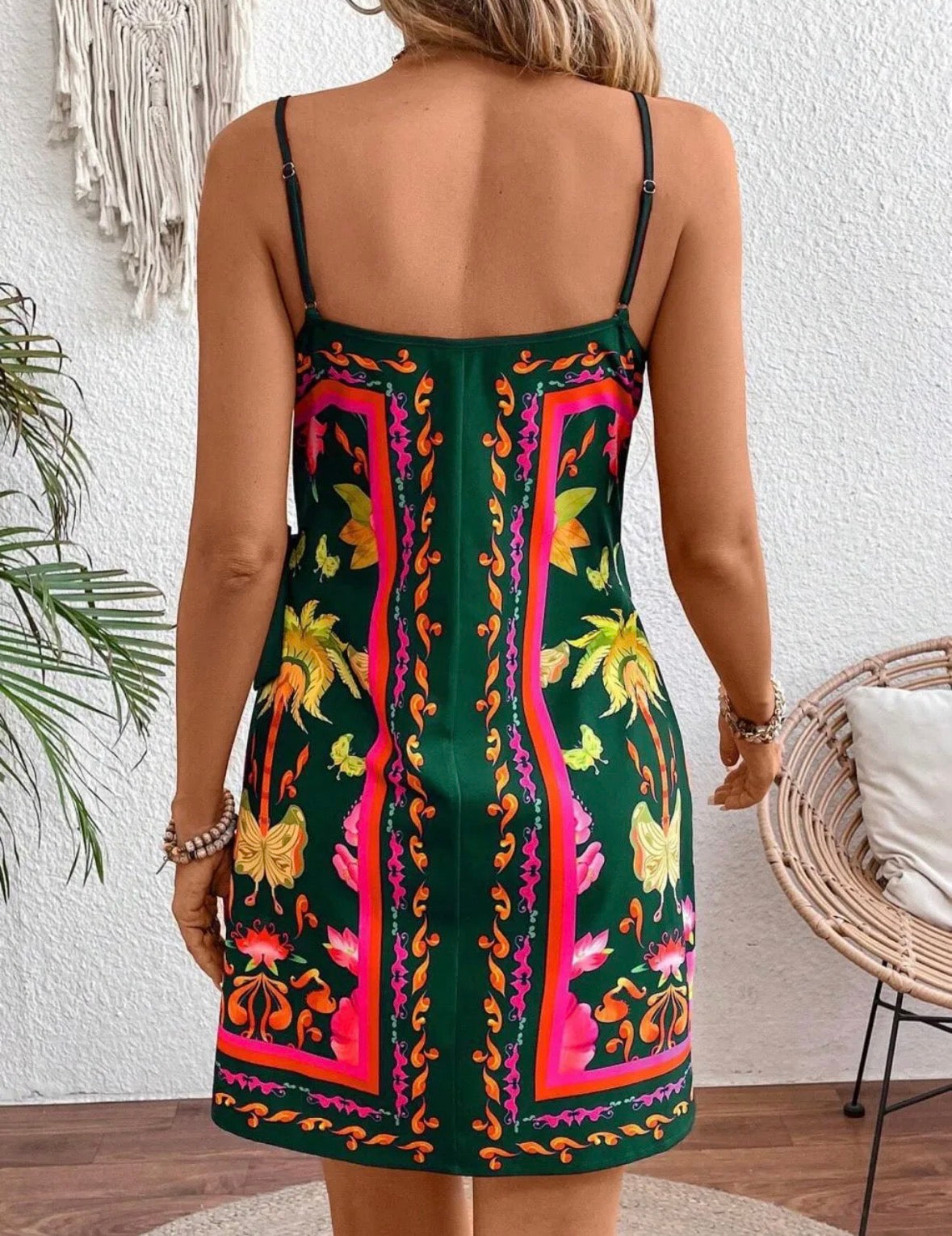 Tropical Print Summer Sleeveless Strapless European Style Dress