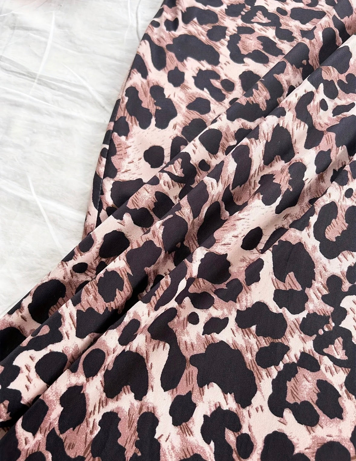 Long Leopard Print Dress with Criss Cross Back Straps Detail