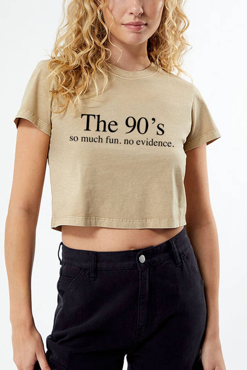 CROP-L2065 THE 90'S GRAPHIC CROP TEE