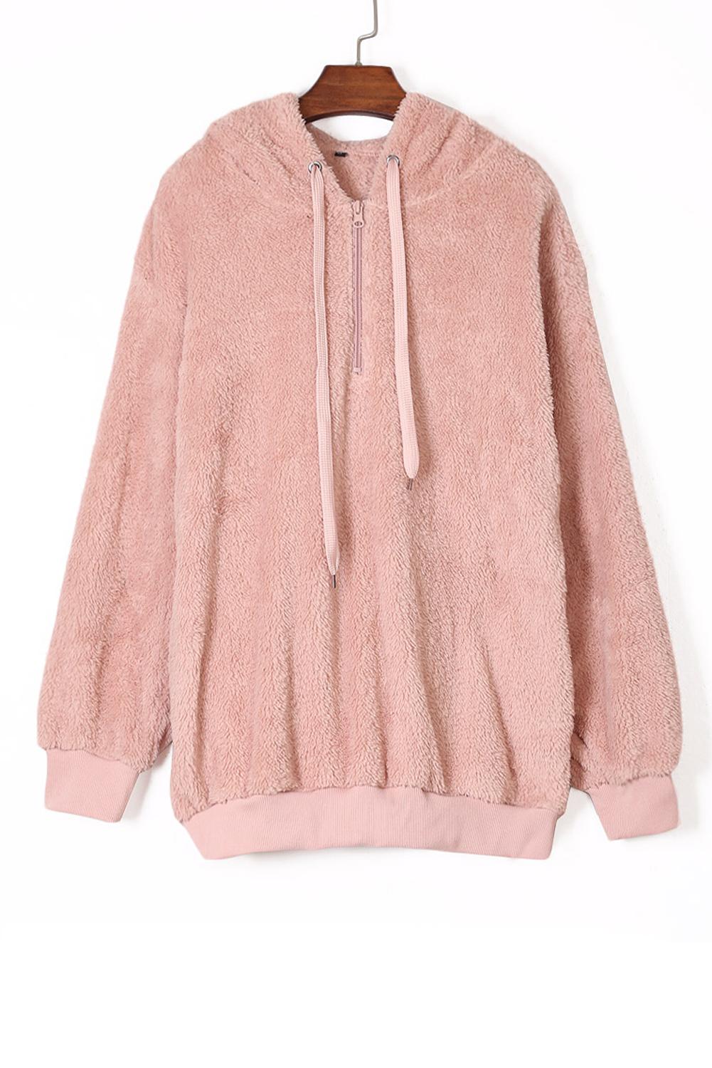 Pink Warm Furry Pullover Hoodie