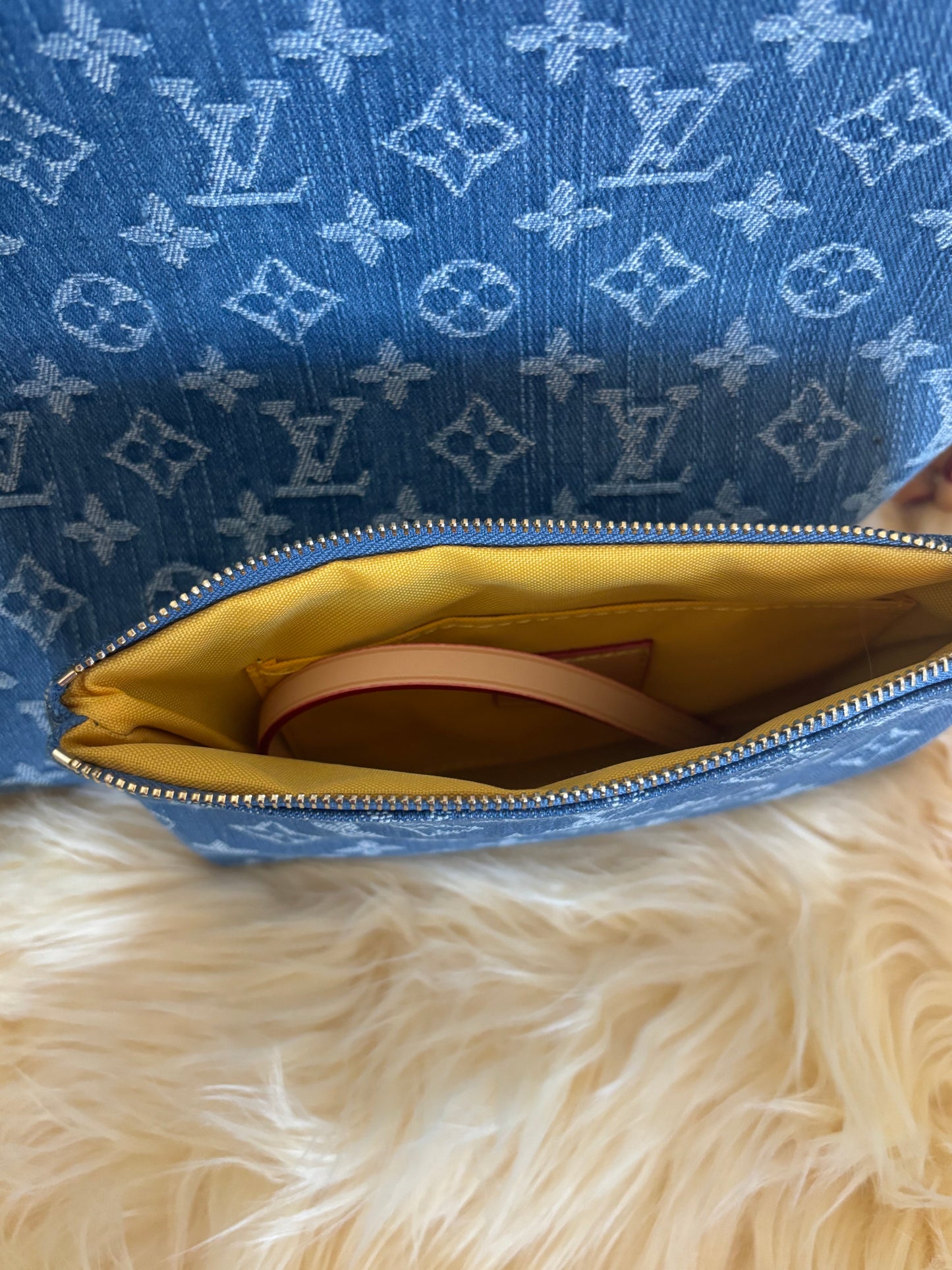 Chic Denim Monogram Tote + Wristlet โ Inspired ๐๐