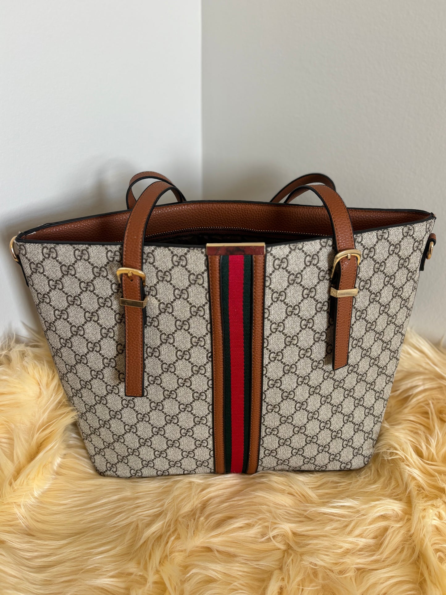 Chic Monogram Tote with Signature Stripe — Inspired ✨