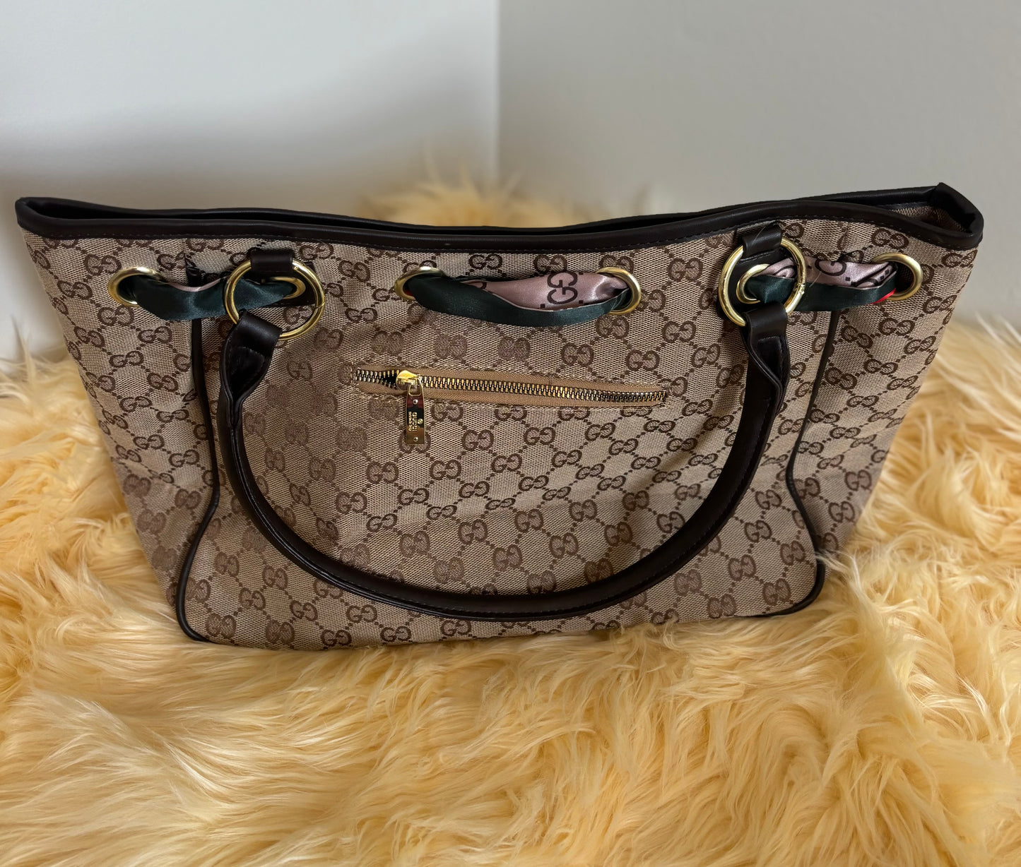 Monogram Shoulder Tote w/ Bow-Scarf Accents โ Inspired โจ๐๐