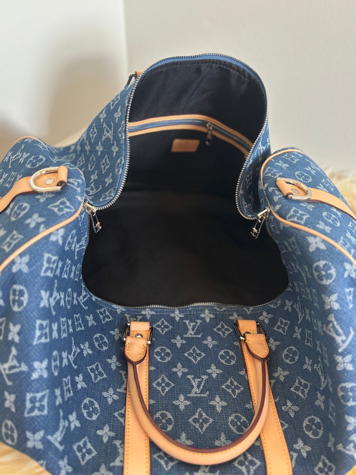 Denim Monogram Weekender Duffle โ Inspired ๐๐งณโจ