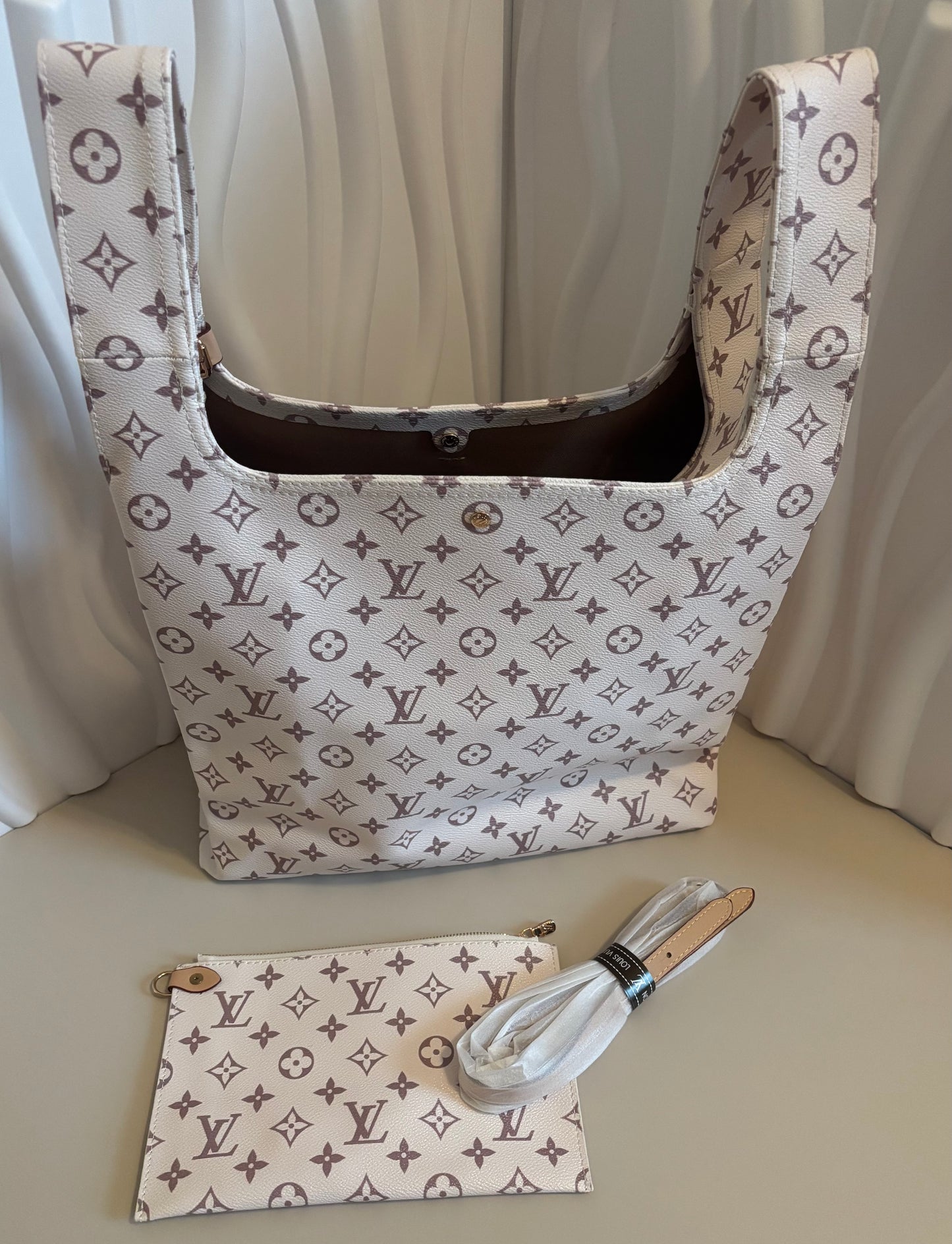 Inspired Neutral Monogram Shoulder Tote โจ