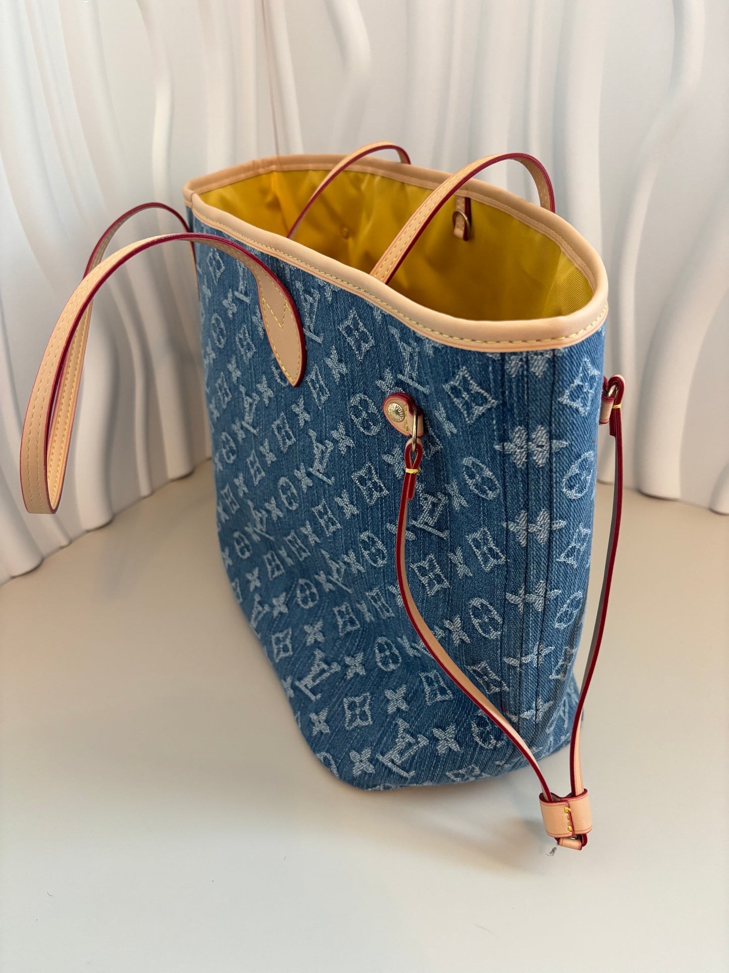Chic Denim Monogram Tote + Wristlet โ Inspired ๐๐