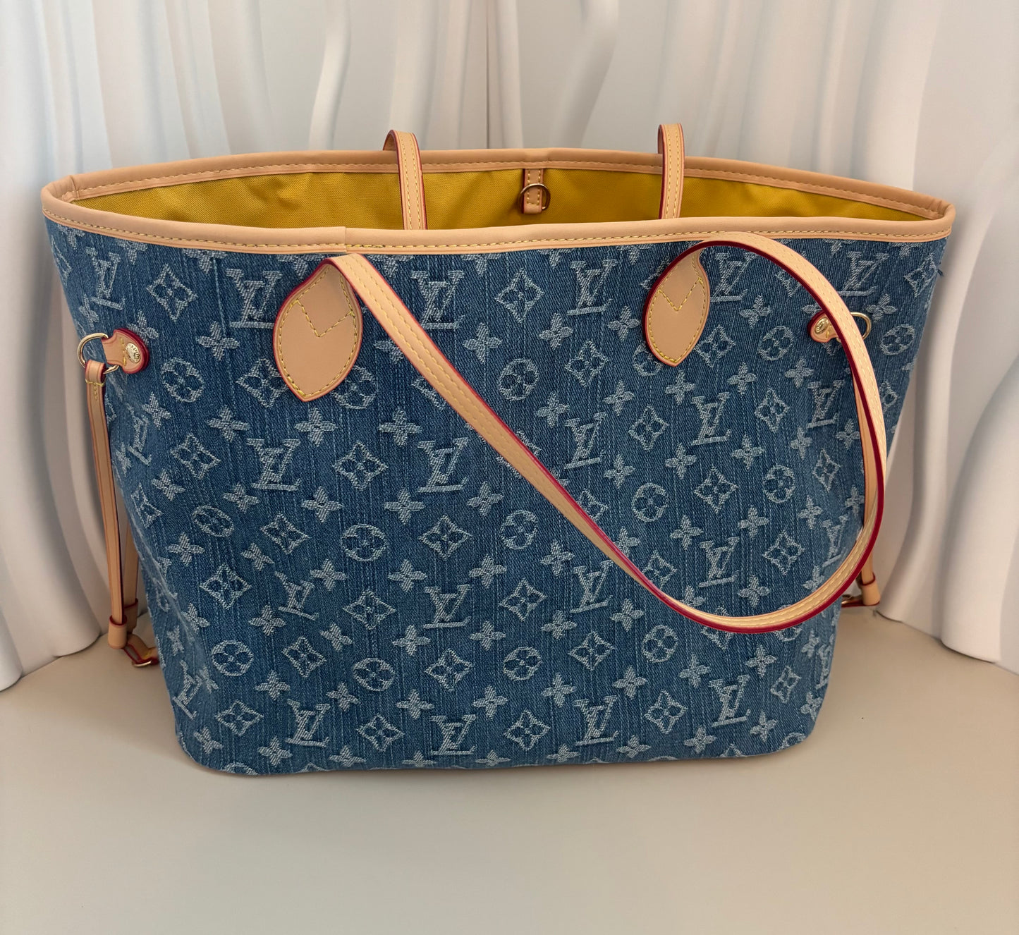 Chic Denim Monogram Tote + Wristlet โ Inspired ๐๐