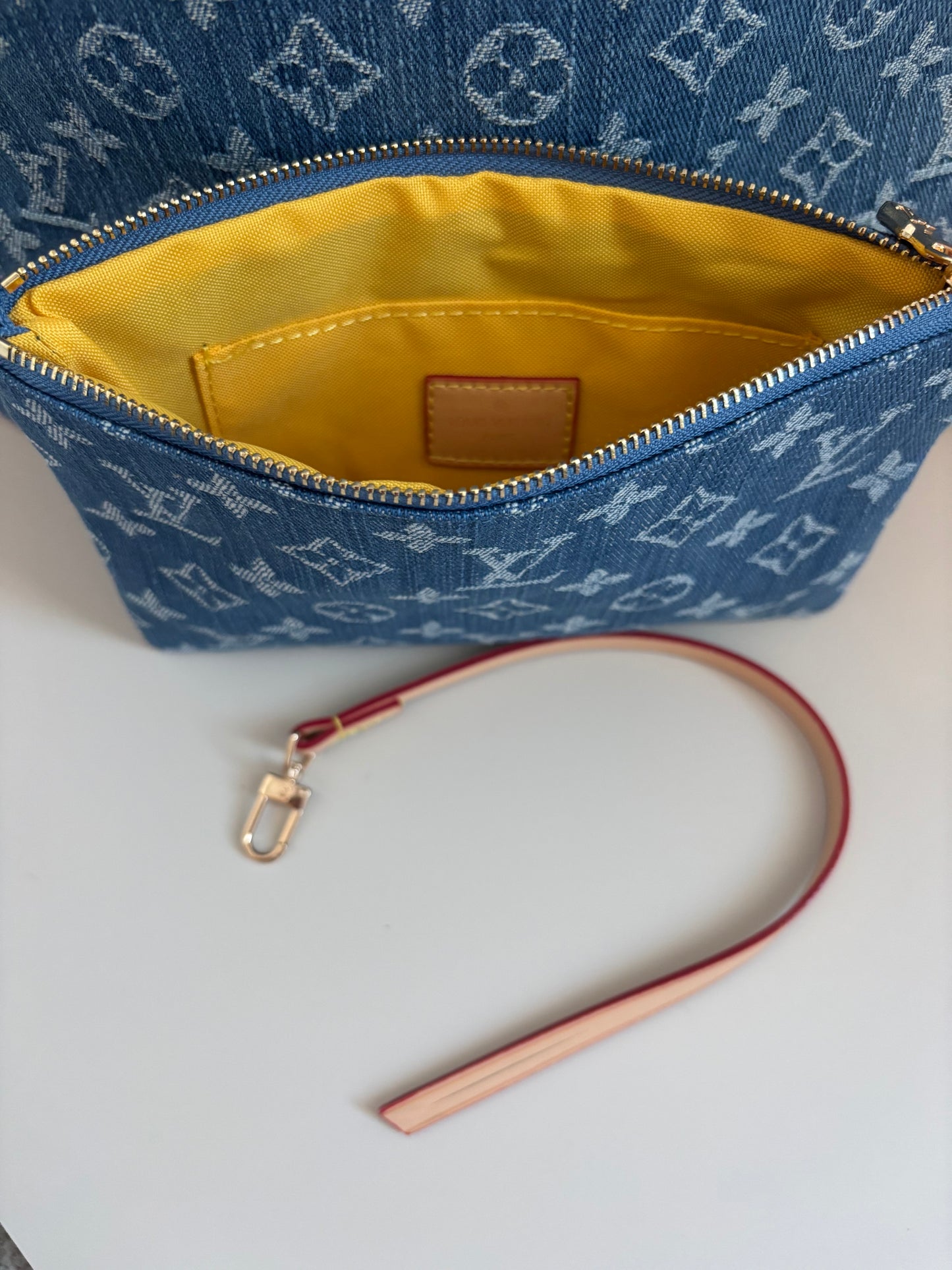 Chic Denim Monogram Tote + Wristlet โ Inspired ๐๐