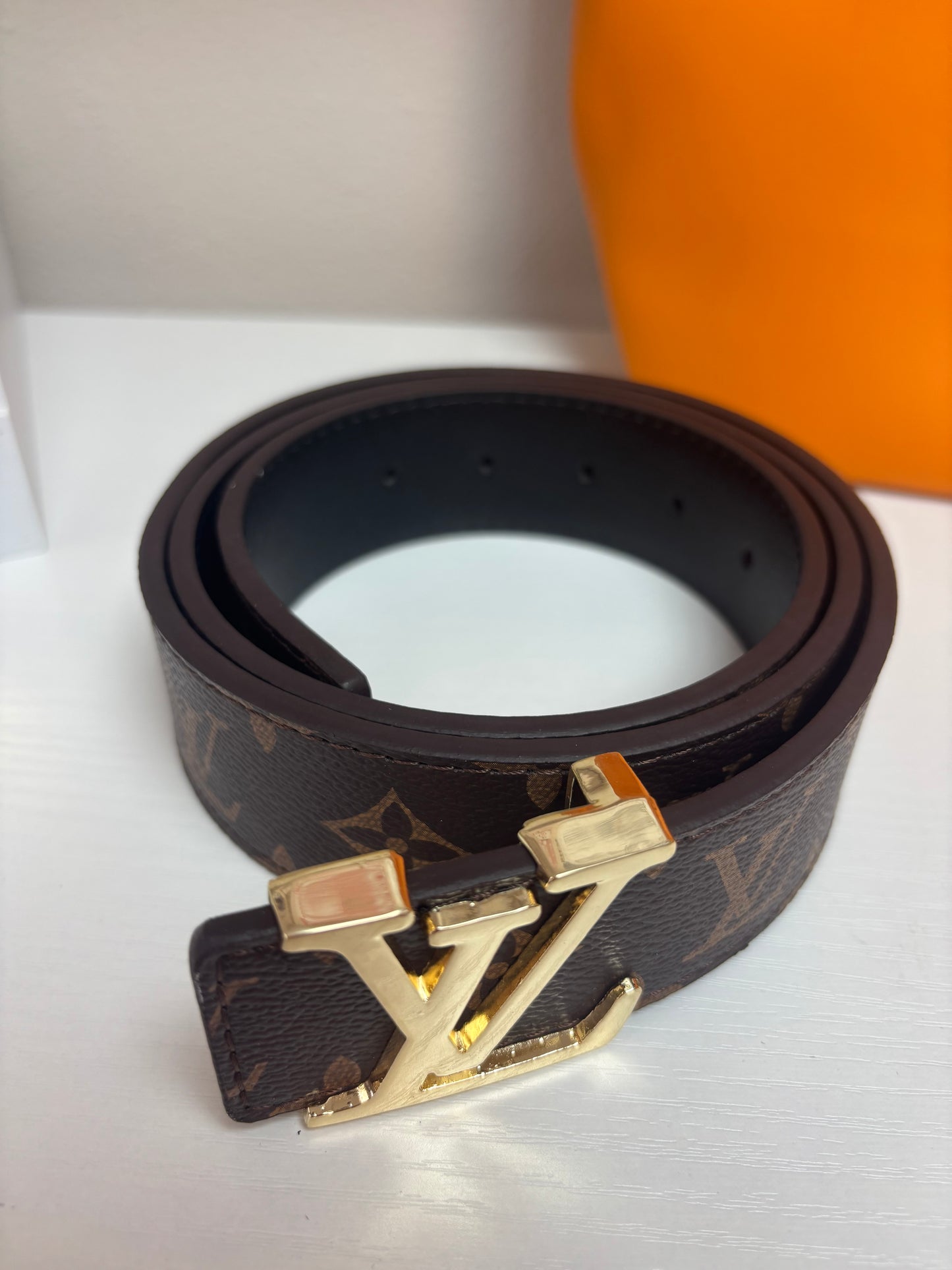 Inspired Classic Monogram Belt – Gold Signature Buckle
