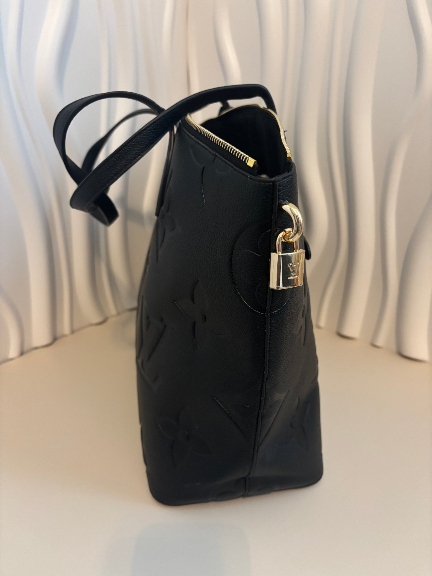 Inspired Black Embossed Monogram Tote 🖤✨