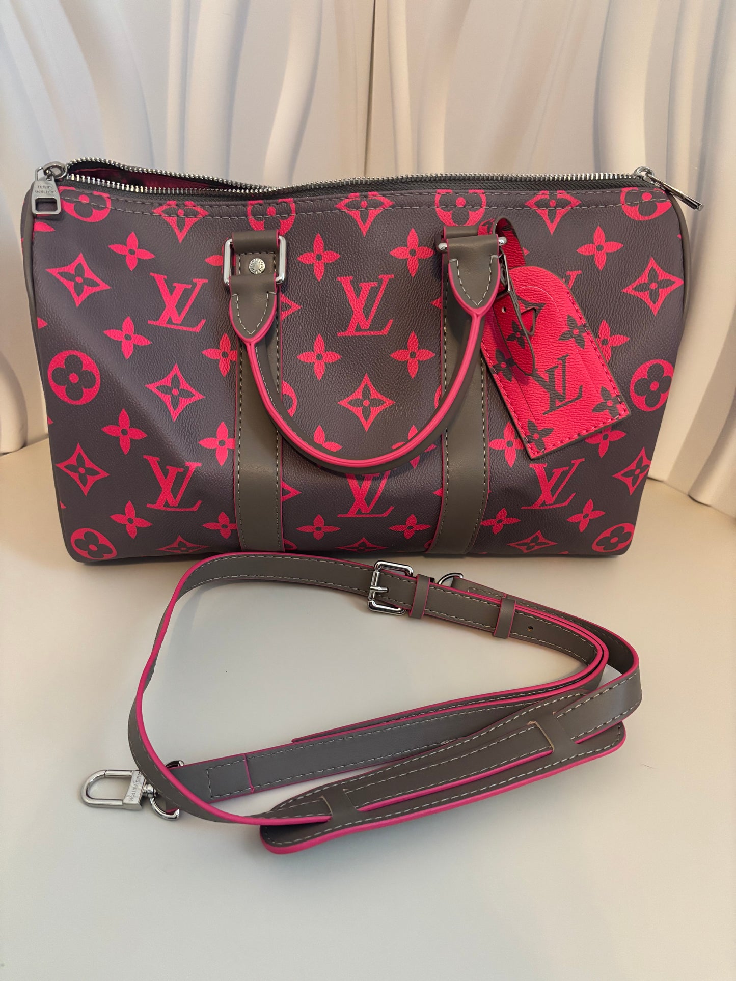 Inspired Grey & Pink Monogram Weekender Bag ๐๐ฉถ
