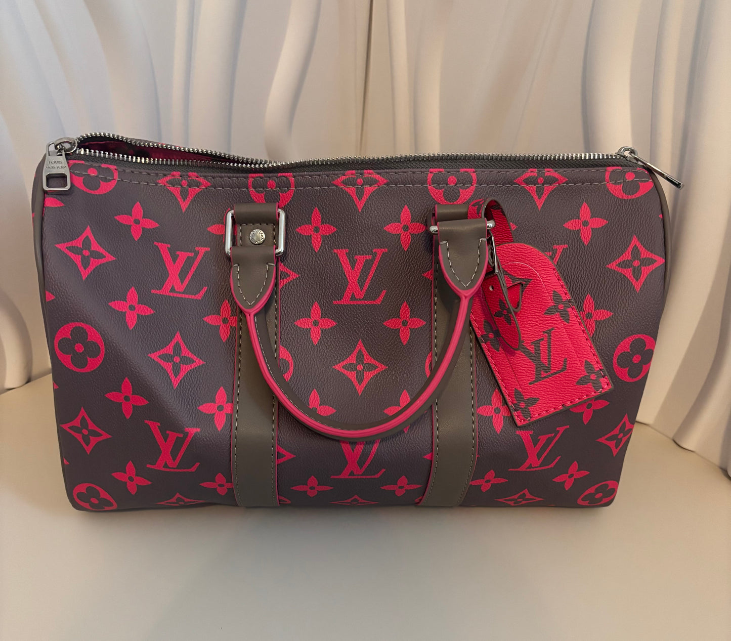 Inspired Grey & Pink Monogram Weekender Bag ๐๐ฉถ
