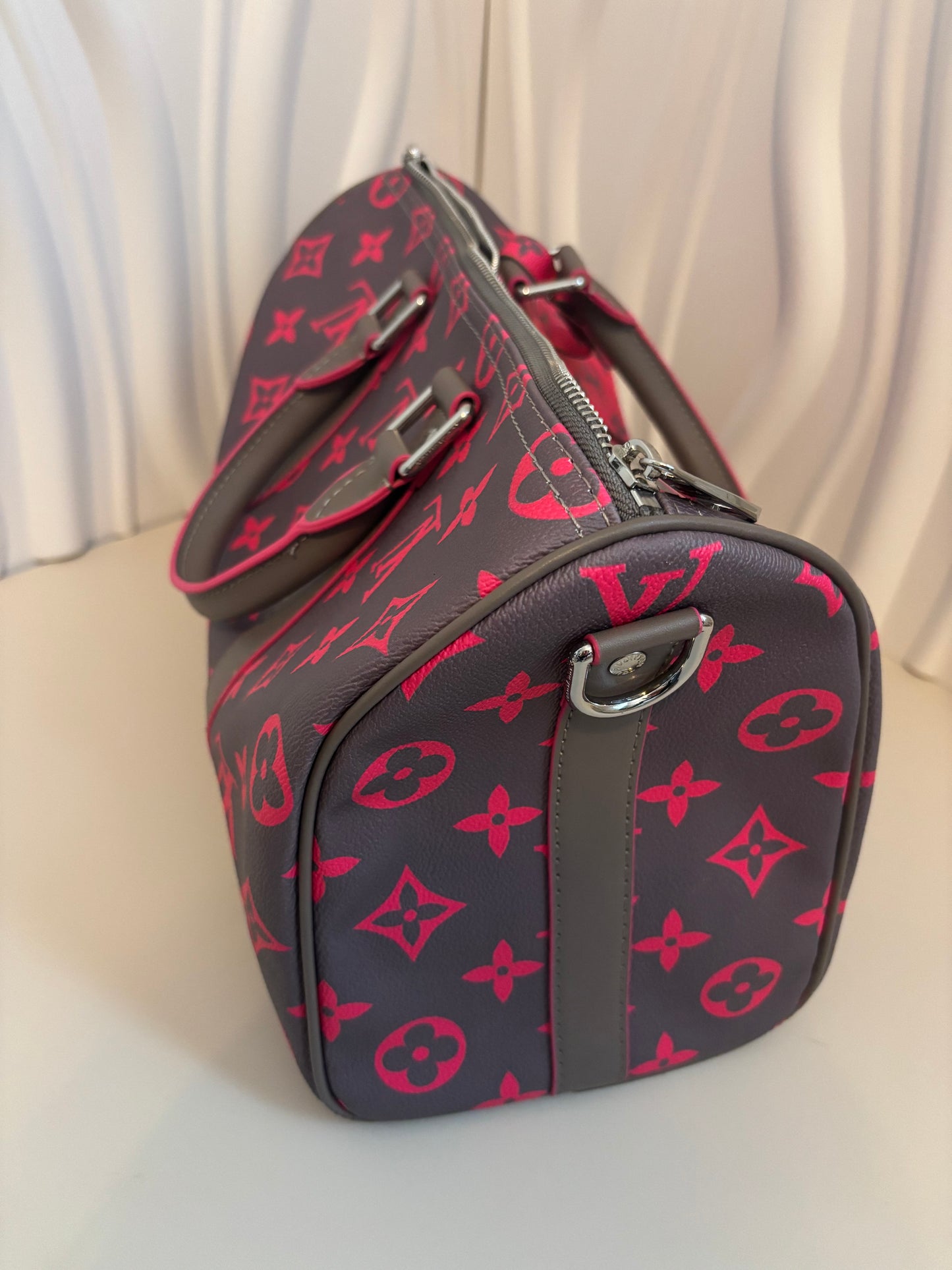 Inspired Grey & Pink Monogram Weekender Bag ๐๐ฉถ