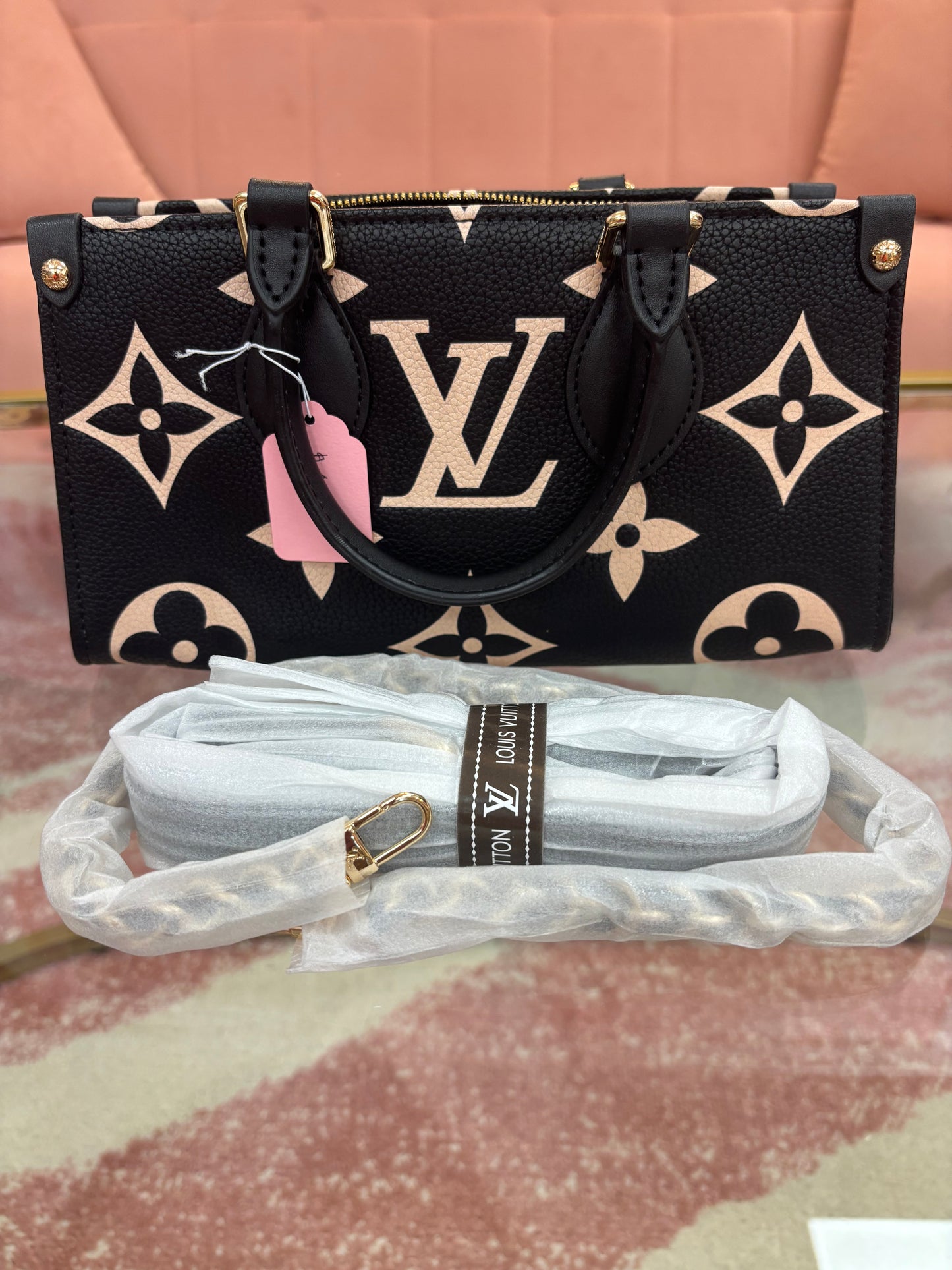 Inspired Black Monogram Satchel Bag with Coin Pouch