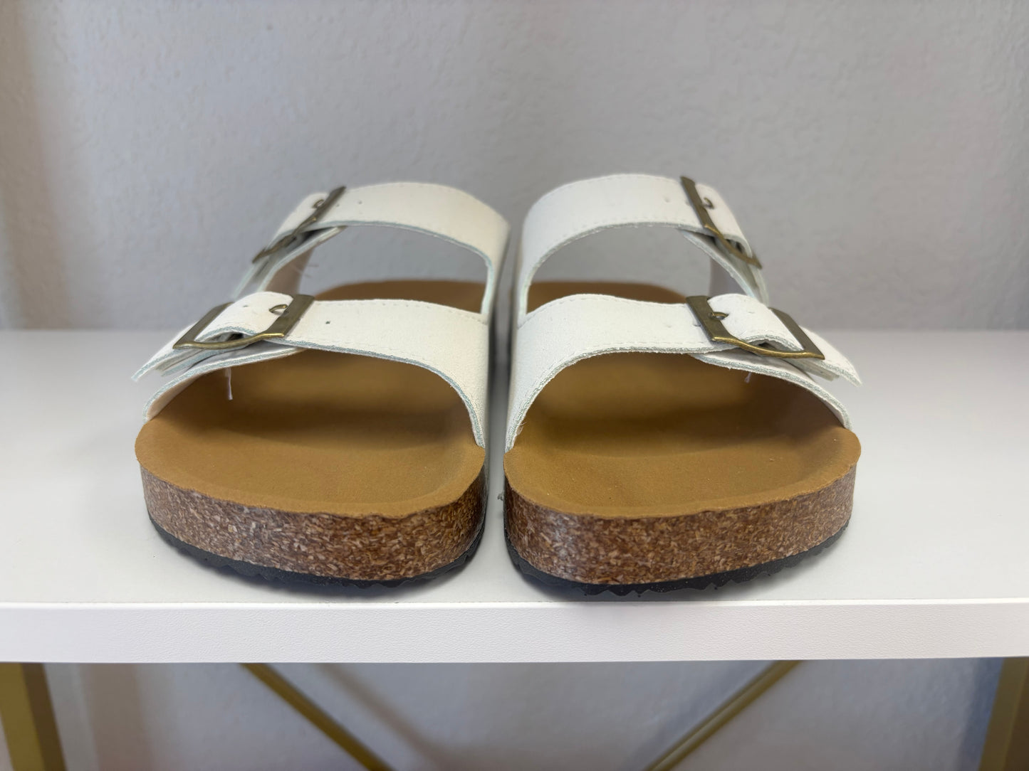 White Double Buckle Sandals