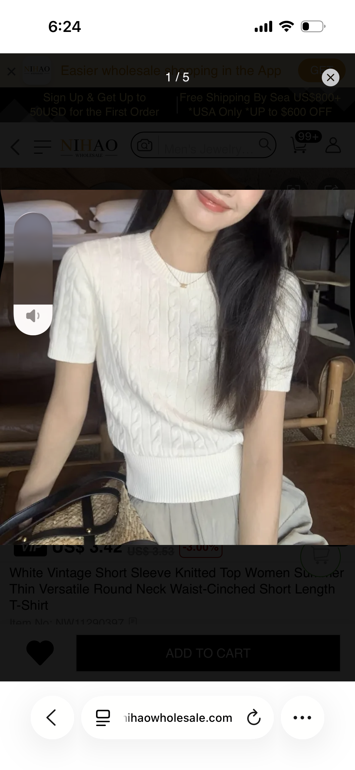 Short Sleeve Knitted Top Women Summer Thin Versatile Round Neck Waist-Cinched Short Length T-Shirt