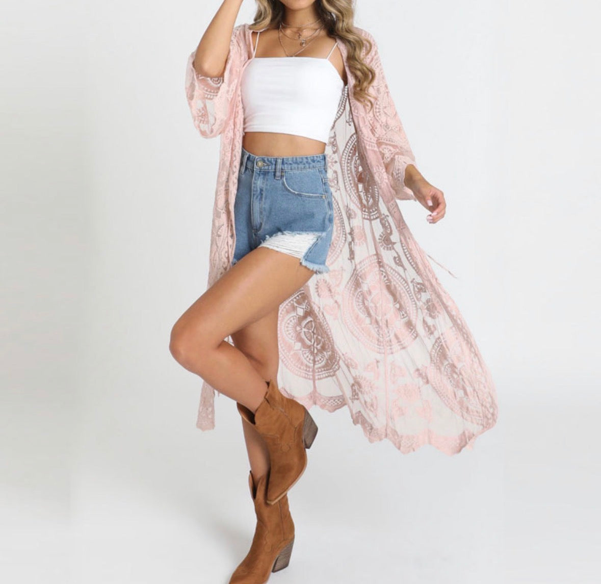 Sun Protection Cardigan With Crochet Embroidery