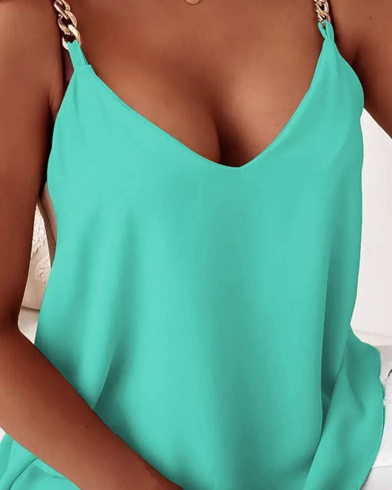 Chain strap v neck tank top