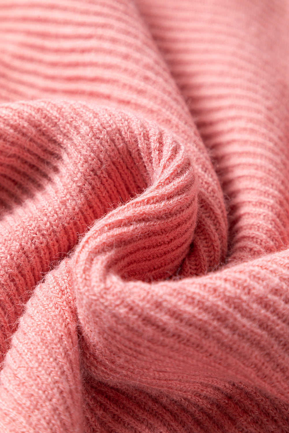 Light Pink Ribbed Knit Half Sleeve Plus Size Poncho Style Sweater