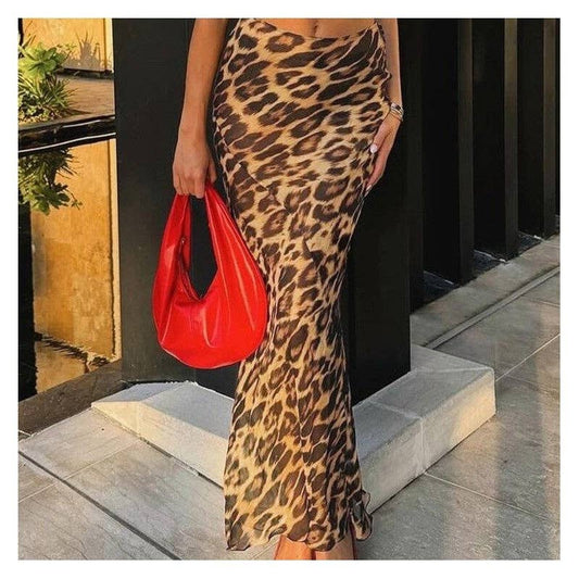 Fashion Leopard Print Mermaid Floor Length Skirt