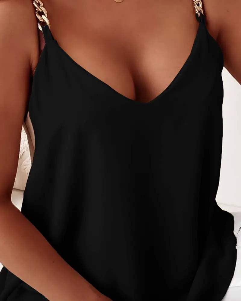 Chain strap v neck tank top