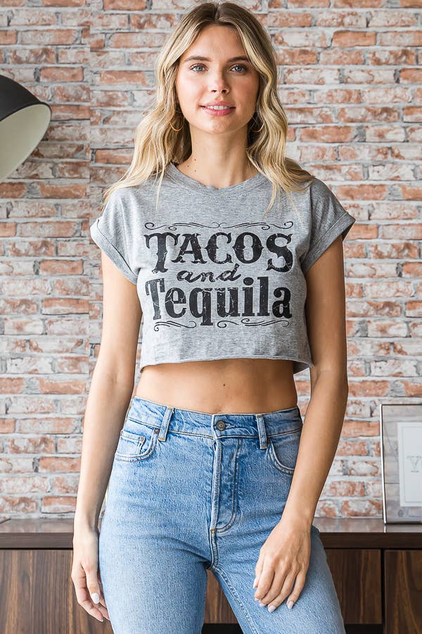 Tacos and Tequila Cropped Tee