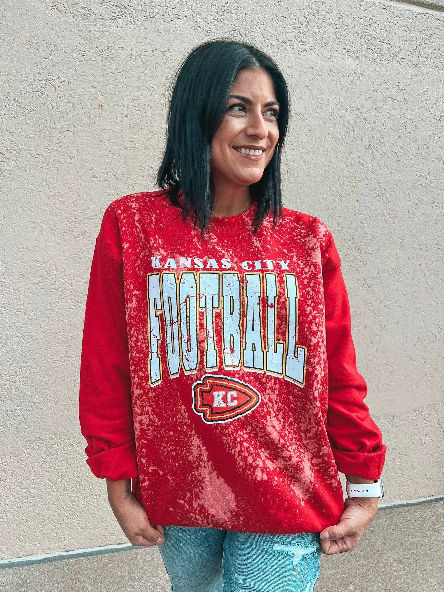 KANSAS CITY FOOTBALL BLEACHED SWEATSHIRT