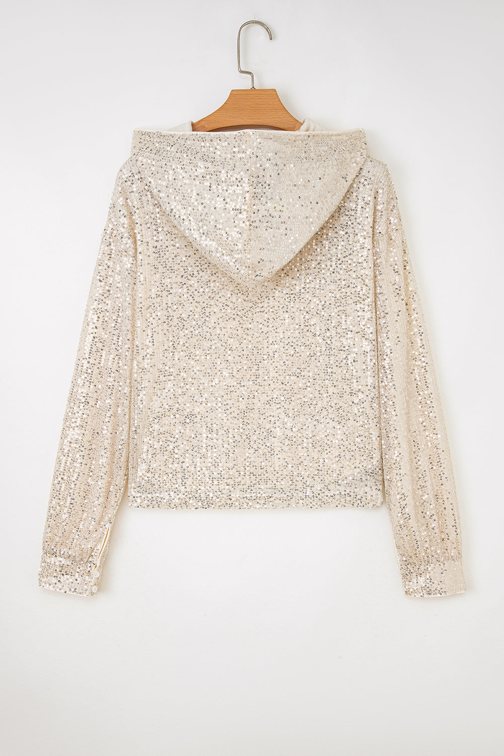 Jet Stream Sequin Hooded Long Sleeve Top