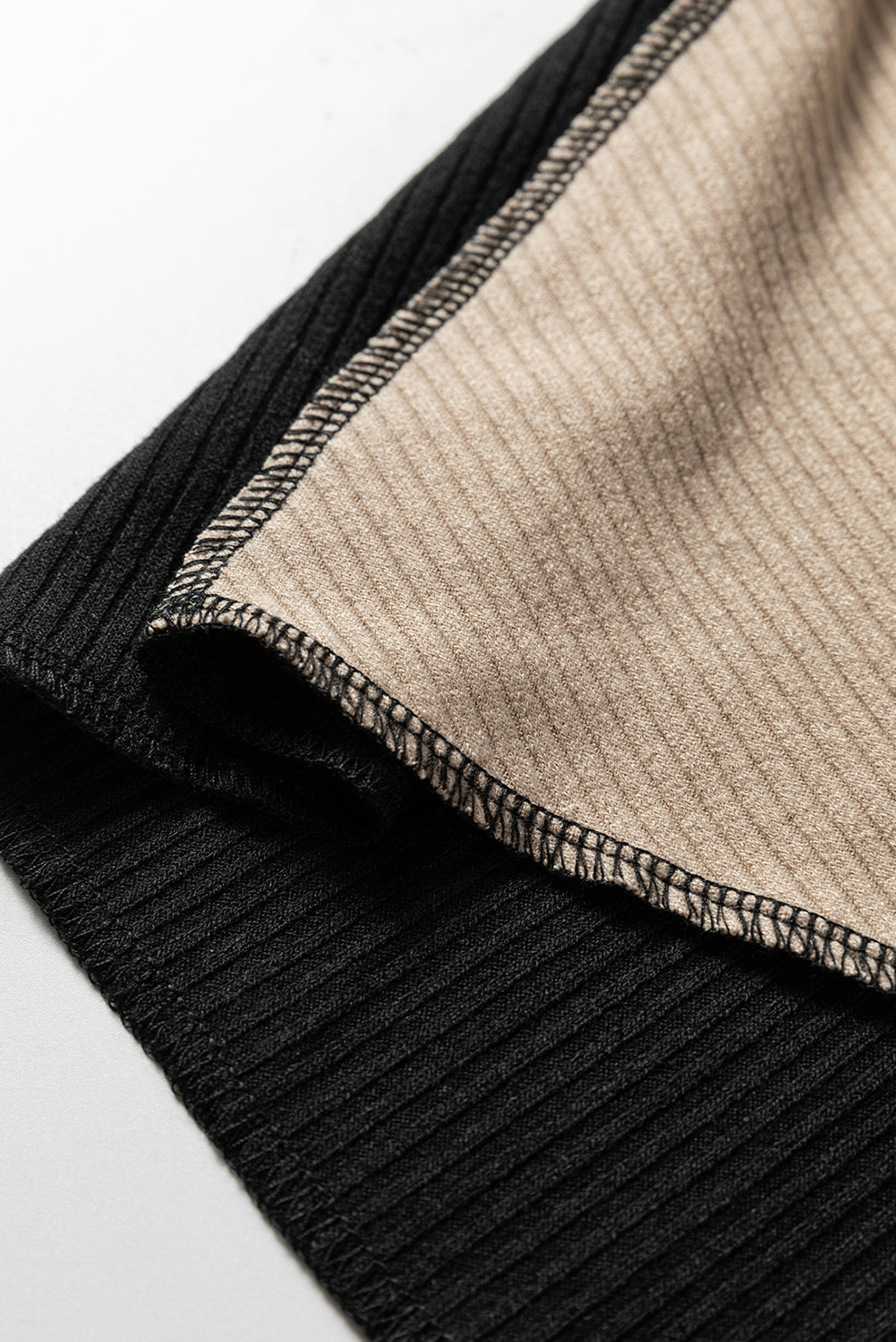 Multicolor Irregular Color Block Seaming Trim Rib Knit Top