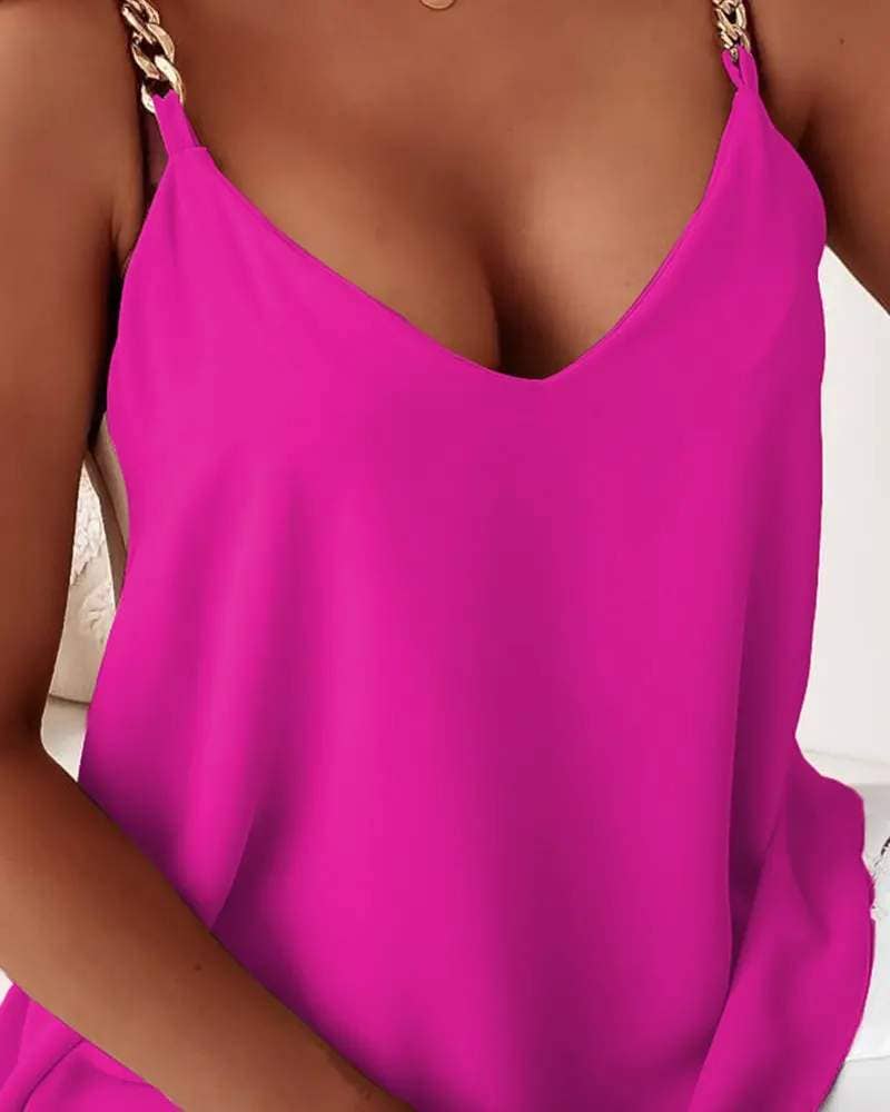 Chain strap v neck tank top