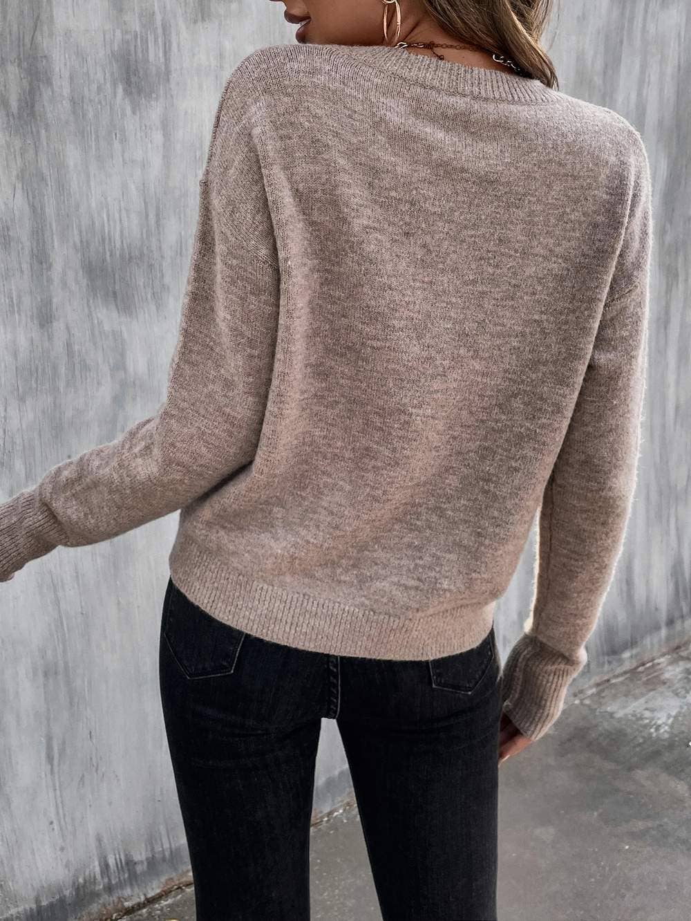 Solid drop shoulder sweater