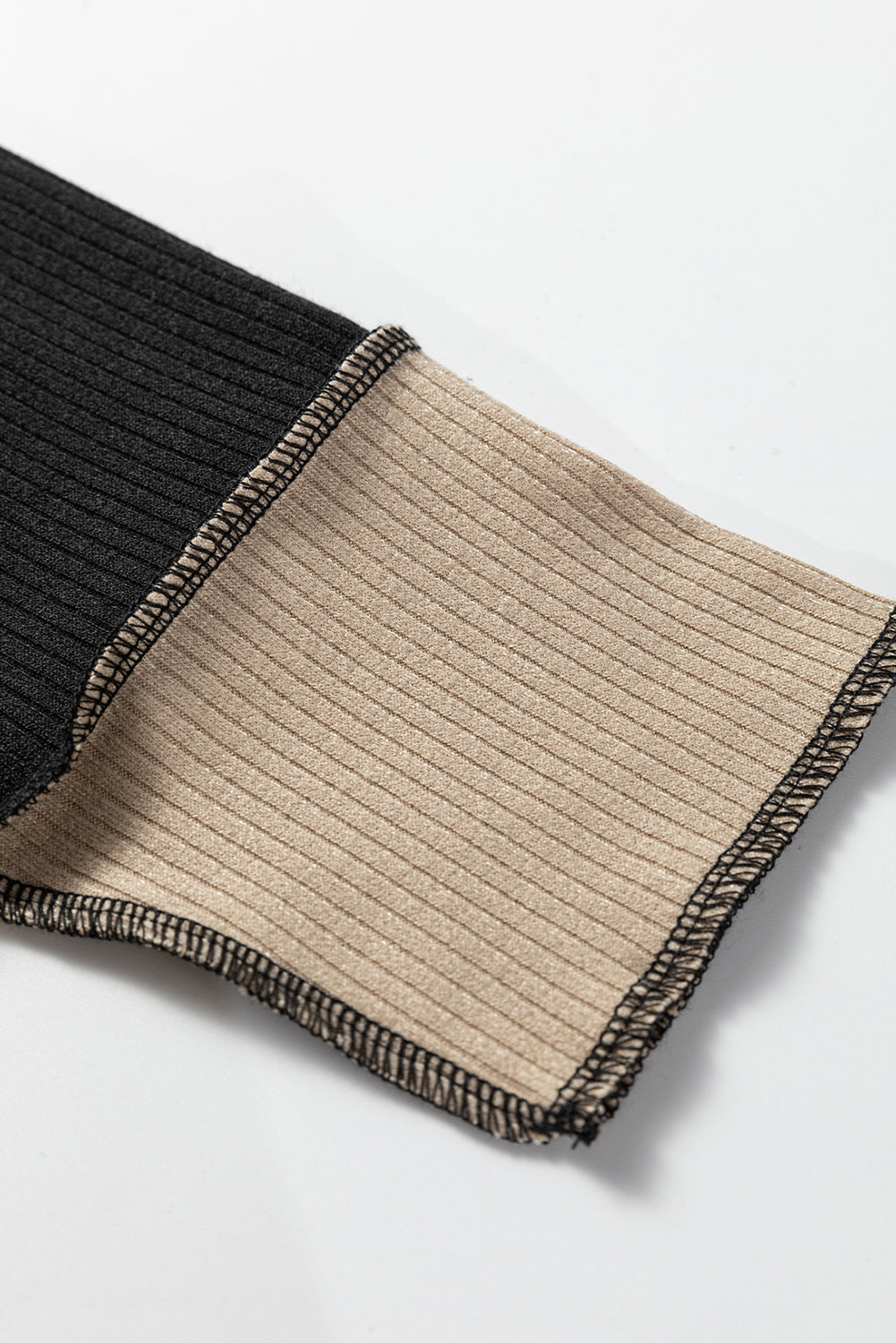 Multicolor Irregular Color Block Seaming Trim Rib Knit Top