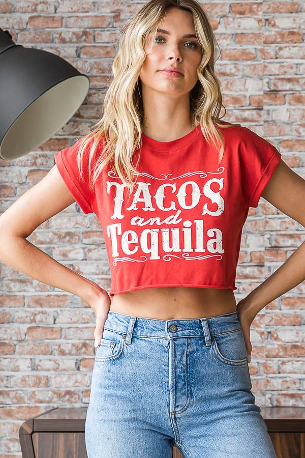 Tacos and Tequila Cropped Tee