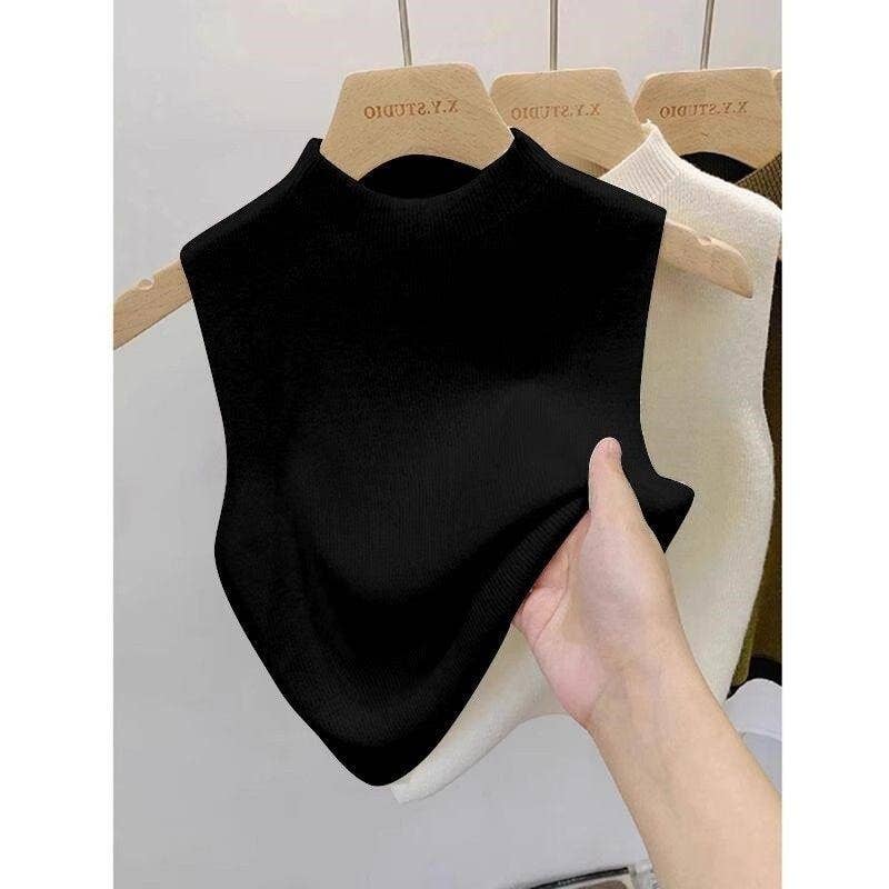 Sleeveless Knit Lightweight Sweater With Mock Neck