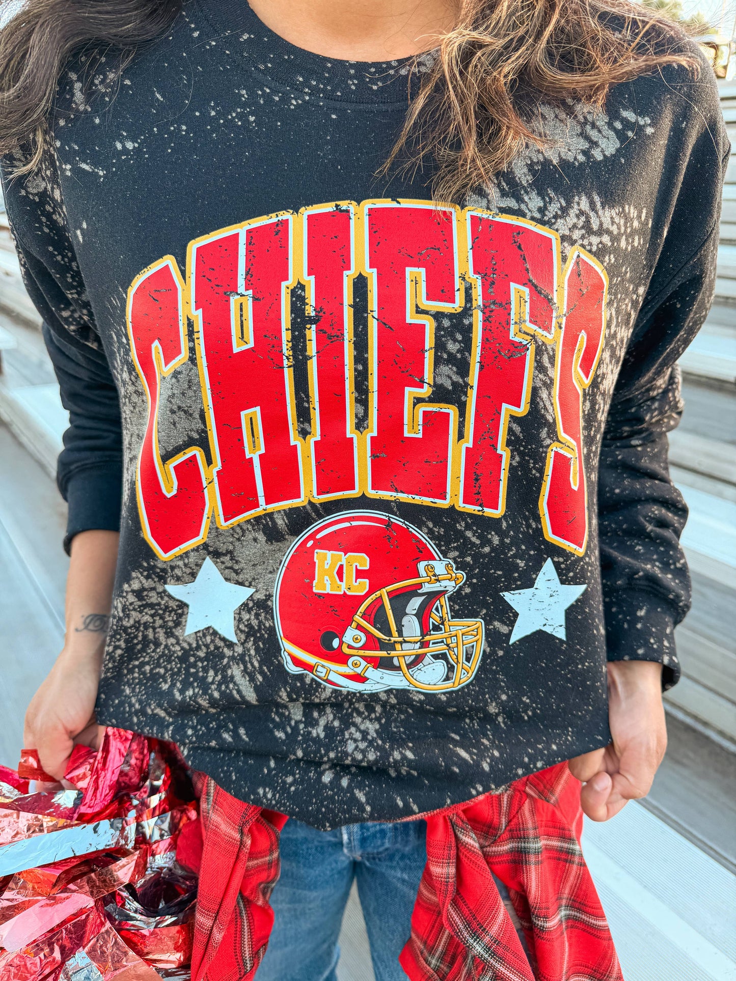CHIEFS STARS BLEACHED SWEATSHIRT (BLACK)