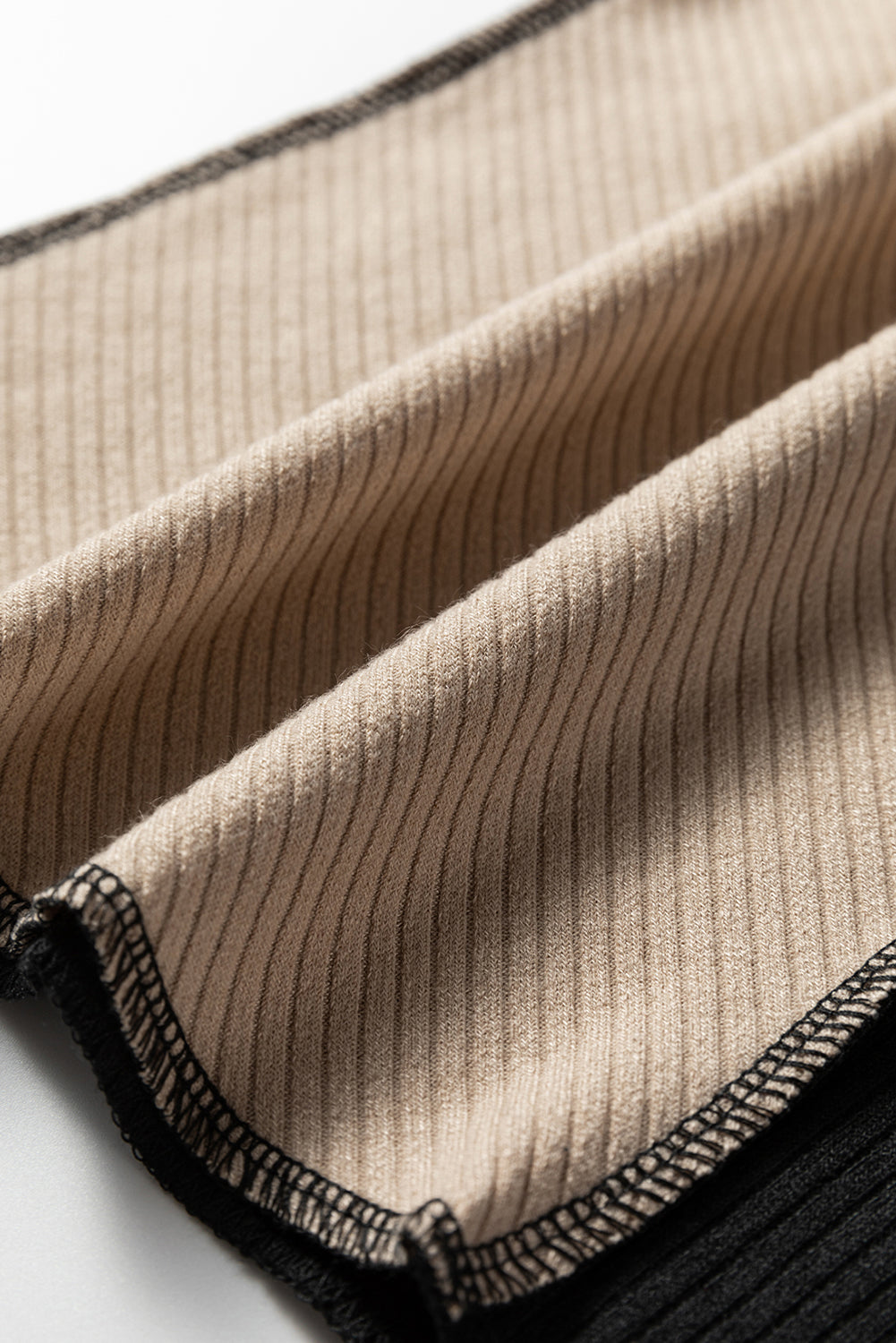 Multicolor Irregular Color Block Seaming Trim Rib Knit Top