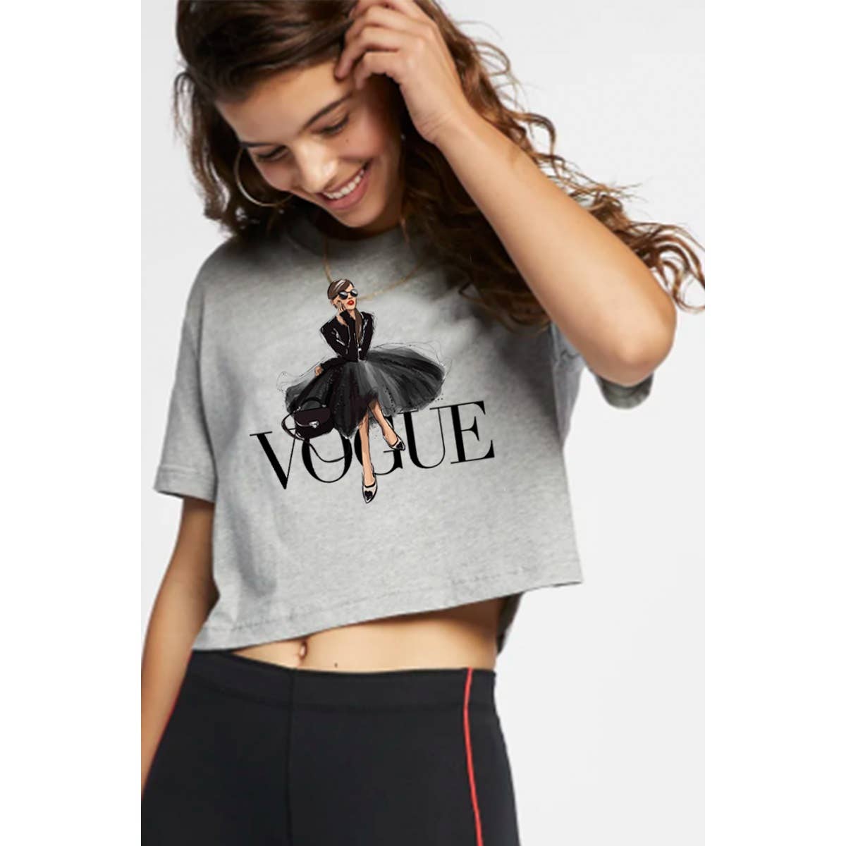 VOGUE GRAPHIC CROP TEE