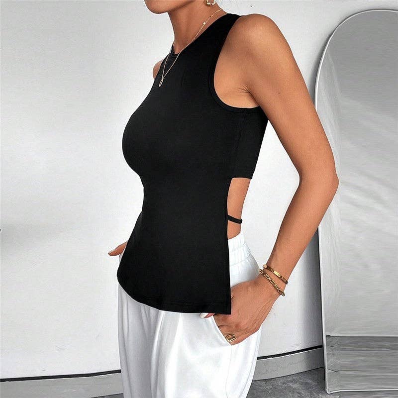 Sleeveless Top With Simple Front And Short Back