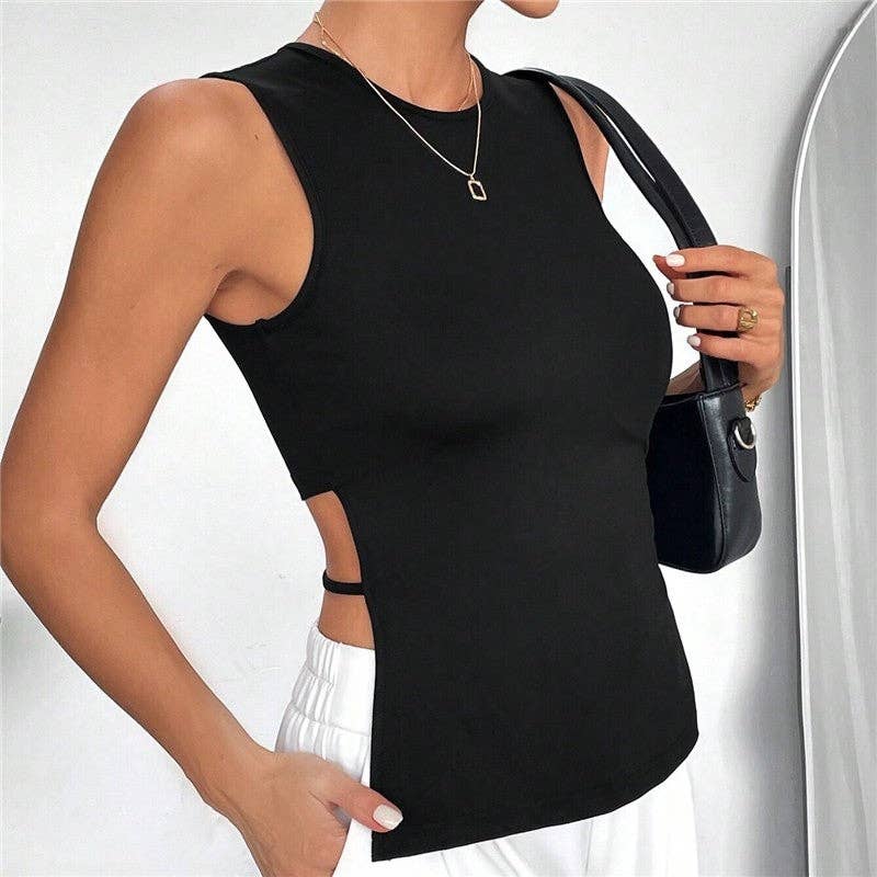 Sleeveless Top With Simple Front And Short Back
