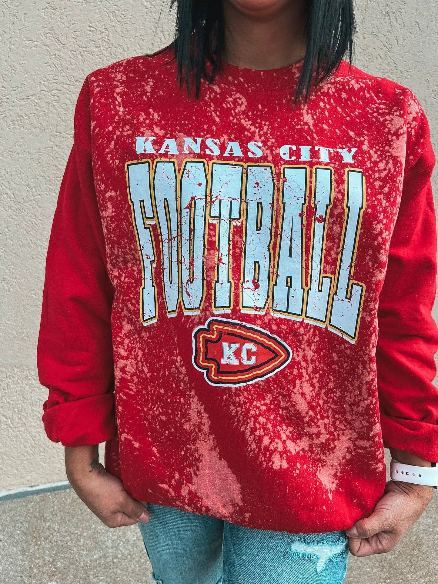KANSAS CITY FOOTBALL BLEACHED SWEATSHIRT