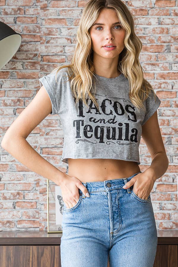 Tacos and Tequila Cropped Tee