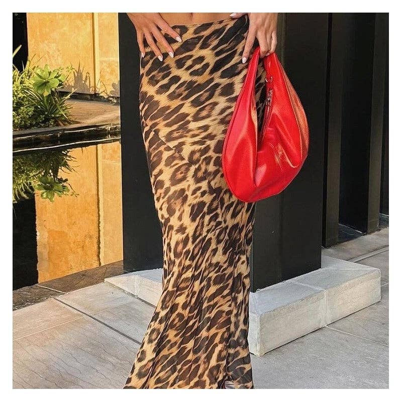 Fashion Leopard Print Mermaid Floor Length Skirt