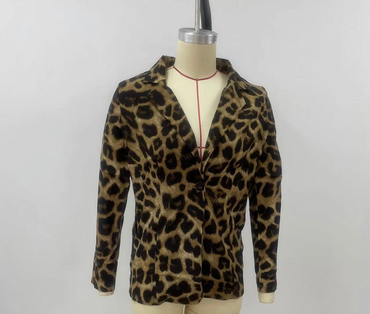 Women's Long Sleeve Blazers Printing Streetwear Leopard