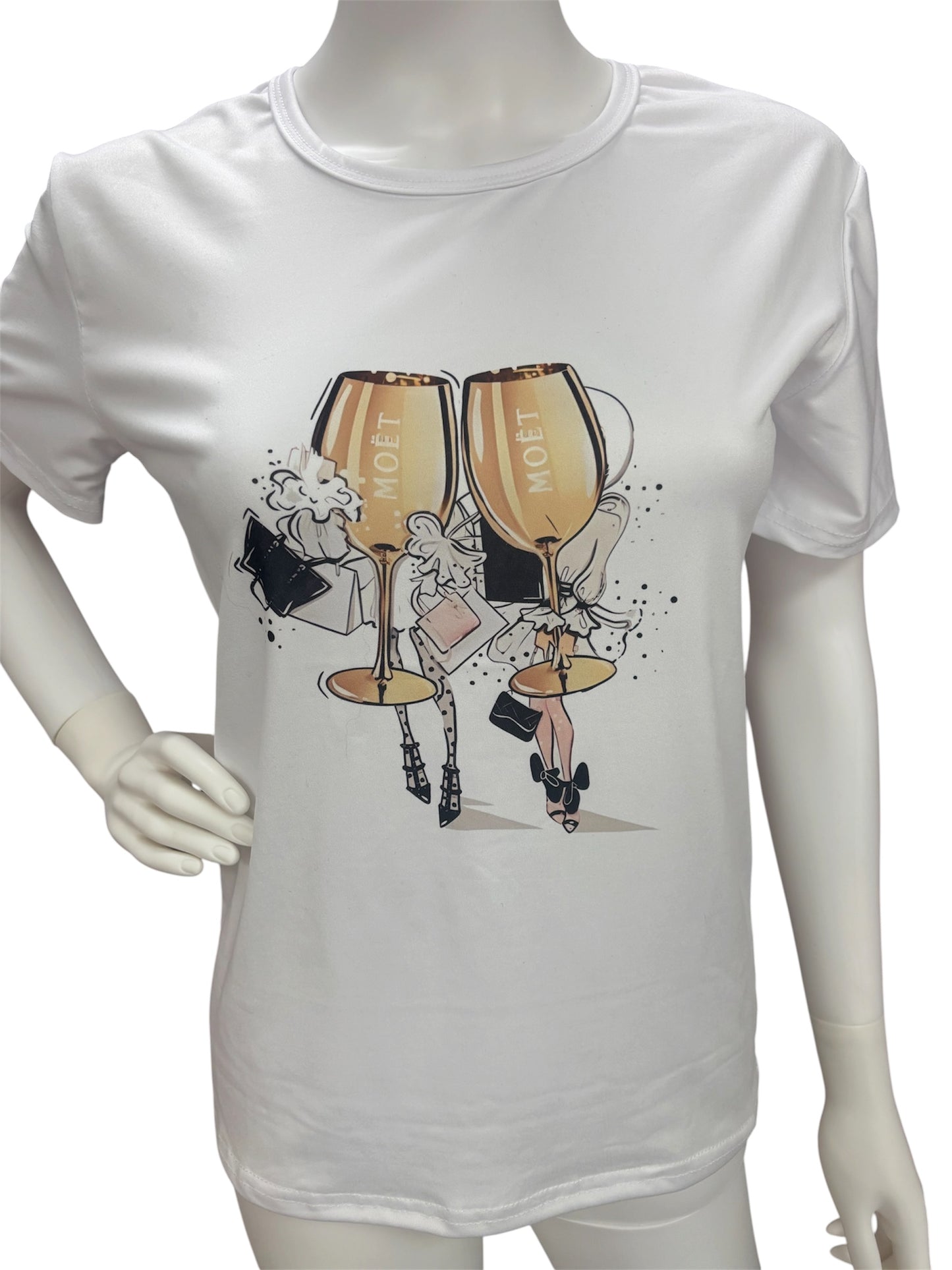 Women's T-shirt Short Sleeve T-shirts Printing Casual Butterfly Wine Glass