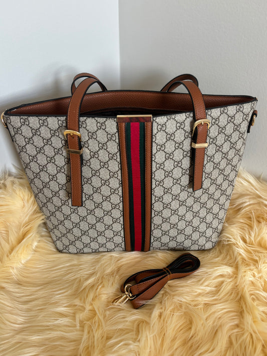 Chic Monogram Tote with Signature Stripe — Inspired ✨