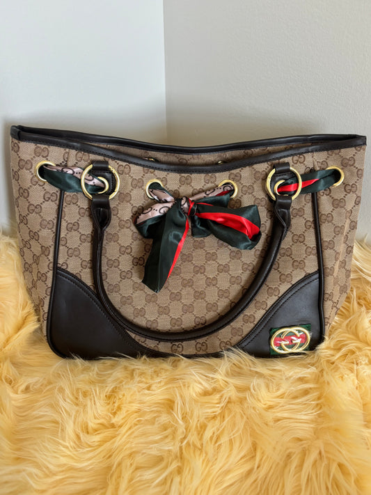 Monogram Shoulder Tote w/ Bow-Scarf Accents — Inspired ✨🎀👜