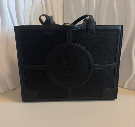Inspired Tonal Monogram Panel Shopper Tote ✨ – Matte black, major statement. ✨