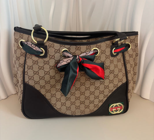 Monogram Shoulder Tote w/ Bow-Scarf Accents — Inspired ✨🎀👜